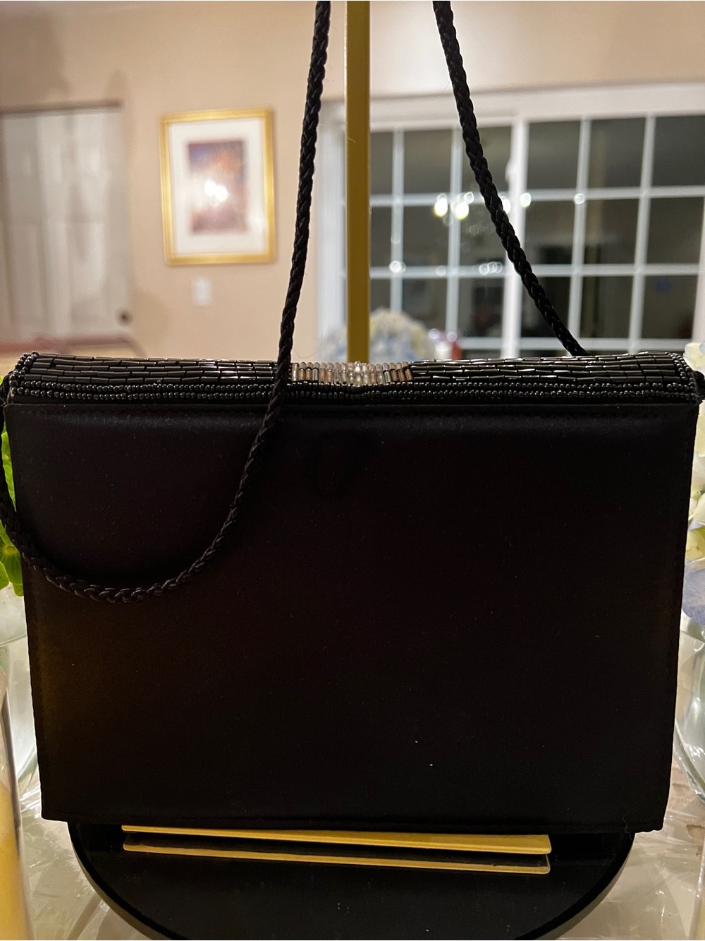 Carla Marchi Vintage Black Beaded Bow Evening Bag Crossbody Clutch - Picture 3 of 7